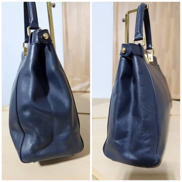 Authentic Fendi Peekaboo Normal Bag Deep Navy Blue - Picture 10 of 14